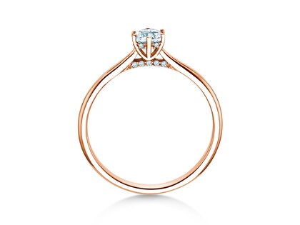 Verlovingsring Classic 6 Hidden Halo in 14K roségoud met diamanten 0,30ct G/SI