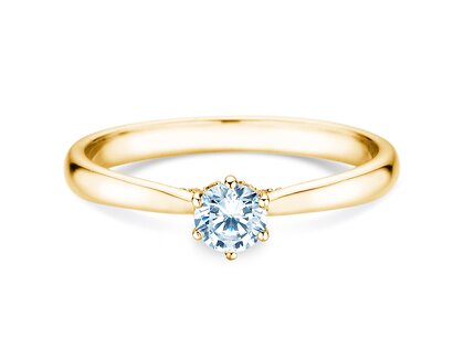 Verlovingsring Classic 6 Hidden Halo in 14K geelgoud met diamanten 0,30ct G/SI