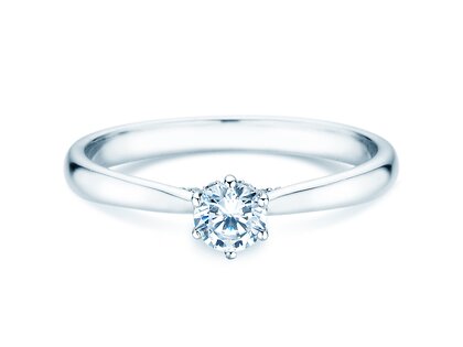 Verlovingsring Classic 6 Hidden Halo in 14K witgoud met diamanten 0,30ct G/SI