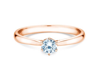 Verlovingsring Classic 6 Hidden Halo in 14K roségoud met diamanten 0,30ct G/SI