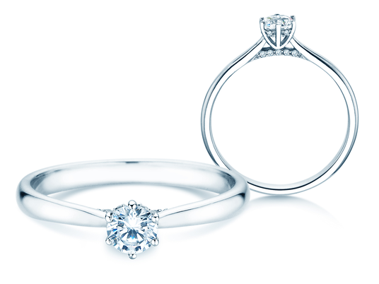 Verlovingsring Classic 6 Hidden Halo in 14K witgoud met diamanten 0,30ct G/SI