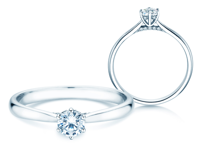 Verlovingsring Classic 6 Hidden Halo in 14K witgoud met diamanten 0,30ct G/SI