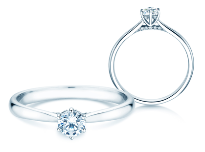 Verlovingsring Classic 6 Hidden Halo in 14K witgoud met diamanten 0,30ct G/SI