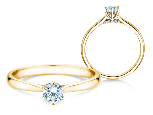 Verlovingsring Classic 6 Hidden Halo in 14K geelgoud met diamanten 0,30ct G/SI