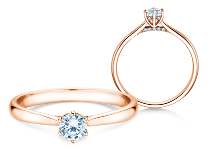 Verlovingsring Classic 6 Hidden Halo in 14K roségoud met diamanten 0,30ct G/SI