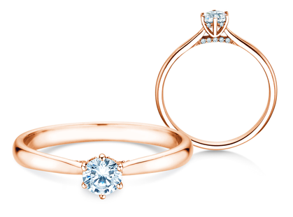 Verlovingsring Classic 6 Hidden Halo in 14K roségoud met diamanten 0,30ct G/SI