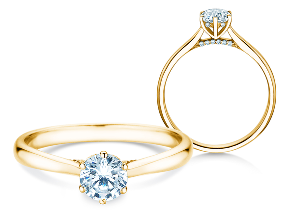 Verlovingsring Classic 6 Hidden Halo in 14K geelgoud met diamanten 0,55ct G/SI