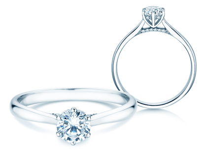 Verlovingsring Classic 6 Hidden Halo in 14K witgoud met diamanten 0,55ct G/SI