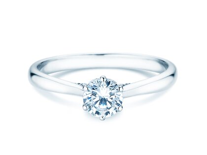 Verlovingsring Classic 6 Hidden Halo in 14K witgoud met diamanten 0,55ct G/SI
