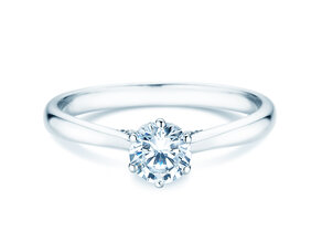 Verlovingsring Classic 6 Hidden Halo in 14K witgoud met diamanten 0,55ct G/SI