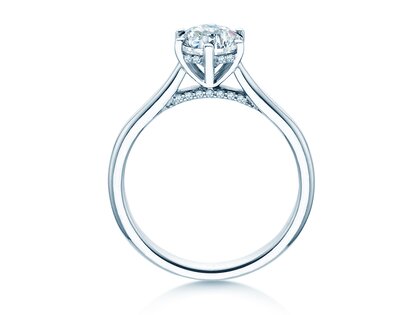 Verlovingsring Classic 6 Hidden Halo in 14K witgoud met diamanten 1,08ct G/SI