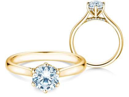 Verlovingsring Classic 6 Hidden Halo in 14K geelgoud met diamanten 1,08ct G/SI