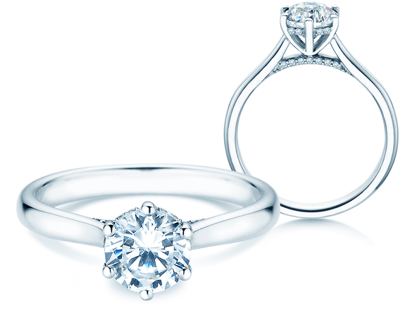 Verlovingsring Classic 6 Hidden Halo in 14K witgoud met diamanten 1,08ct G/SI