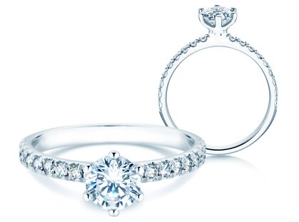 Verlovingsring Classic Pavé in 9K witgoud met Lab-grown diamanten 1,11ct