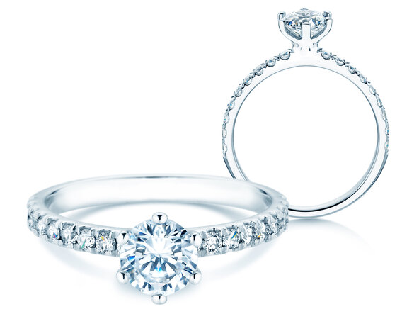 Verlovingsring Classic Pavé in 18K witgoud met diamanten 1,11ct G/SI