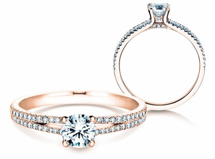 Verlovingsring Dynasty Petite in 18K roségoud met diamanten 0,85ct