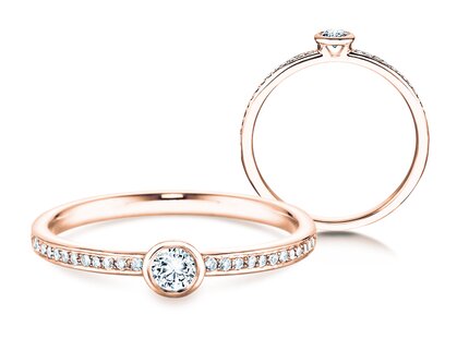 Verlovingsring Eternal Pavé in 14K roségoud met diamanten 0,46ct