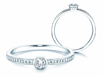 Verlovingsringen in wit goud - diamant