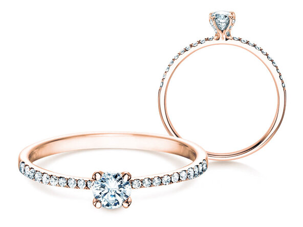 Verlovingsring Grace Petite in 18K roségoud met diamanten 0,43ct G/SI