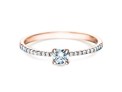 Verlovingsring Grace Petite in 18K roségoud met diamanten 0,43ct G/SI