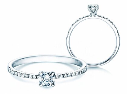 Verlovingsring Grace Petite in 18K witgoud met diamanten 0,43ct G/SI