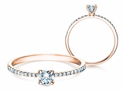 Verlovingsring Grace Petite in 18K roségoud met diamanten 0,43ct
