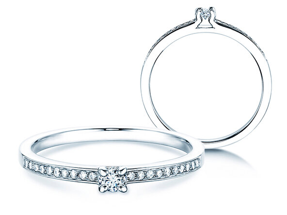 Verlovingsring Modern Pavé in 18K witgoud met diamanten 0,15ct G/SI