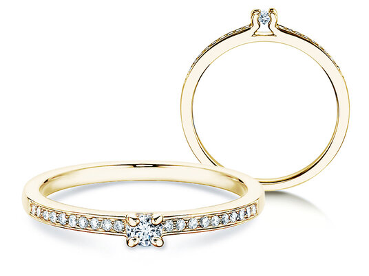 Verlovingsring Modern Pavé in 14K geelgoud met diamanten 0,15ct G/SI