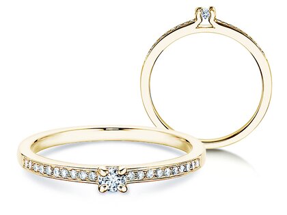 Verlovingsring Modern Pavé in 14K geelgoud met diamanten 0,15ct G/SI