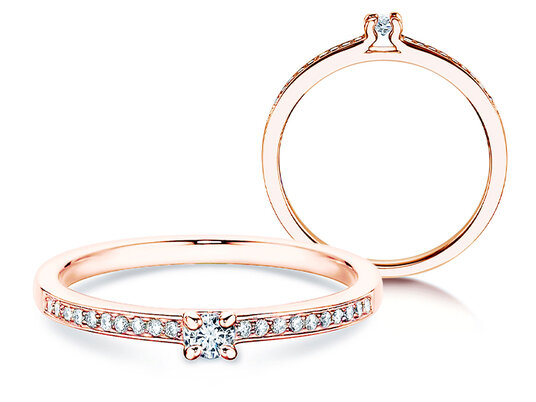 Verlovingsring Modern Pavé in 18K roségoud met diamanten 0,15ct G/SI