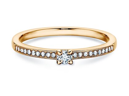 Verlovingsring Modern Pavé in 14K geelgoud met diamanten 0,15ct G/SI