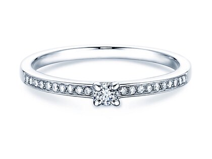 Verlovingsring Modern Pavé in 14K witgoud met diamanten 0,15ct G/SI