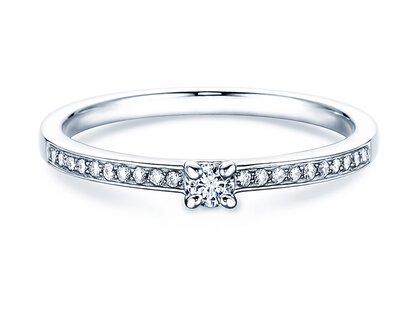 Verlovingsring Modern Pavé in platina 950/- met diamanten 0,15ct G/SI