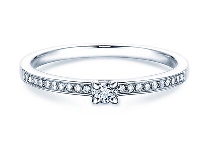 Verlovingsring Modern Pavé in platina 950/- met diamanten 0,15ct G/SI