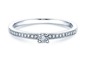 Verlovingsring Modern Pavé in 14K witgoud met diamanten 0,15ct G/SI