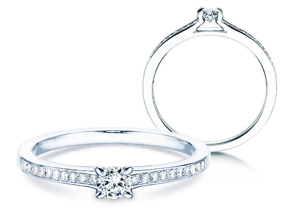 Verlovingsring Modern Pavé in platina 950/- met diamanten 0,25ct G/SI