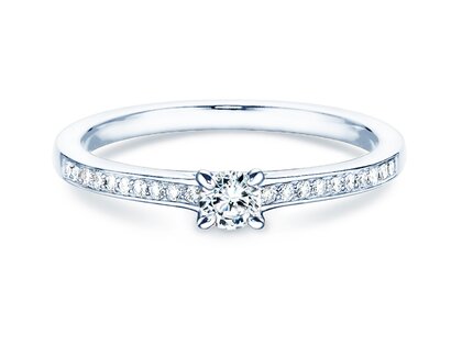 Verlovingsring Modern Pavé in 14K witgoud met diamanten 0,20ct G/SI