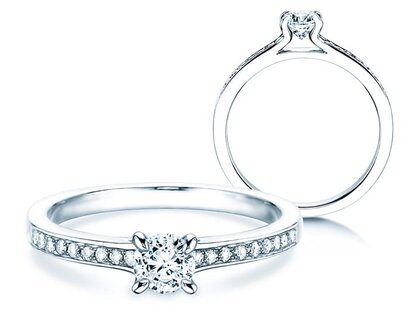 Verlovingsring Modern Pavé in 14K witgoud met diamanten 0,15ct G/SI