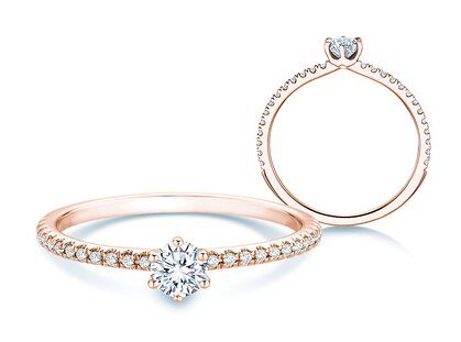 Verlovingsring Royal Pavé in 18K roségoud met natuurlijke diamanten 0,40ct G/SI