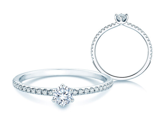 Verlovingsring Royal Pavé in 9K witgoud met natuurlijke diamanten 0,35ct G/SI