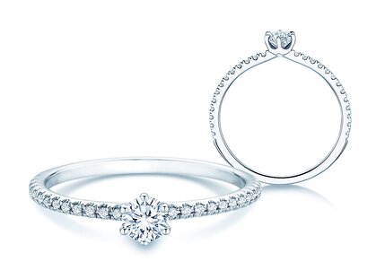 Verlovingsring Royal Pavé in 9K witgoud met natuurlijke diamanten 0,35ct G/SI