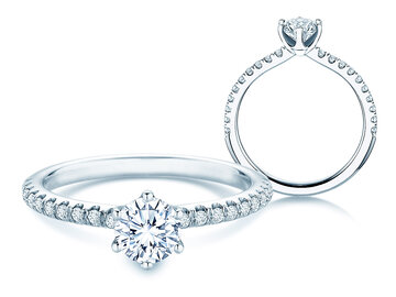 Verlovingsring Royal Pavé in 9K witgoud met natuurlijke diamanten 0,65ct G/SI