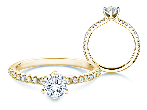 Verlovingsring Royal Pavé in 9K geelgoud met natuurlijke diamanten 0,65ct G/SI