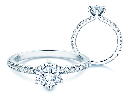 Verlovingsring Royal Pavé in 9K witgoud met natuurlijke diamanten 1,22ct G/SI