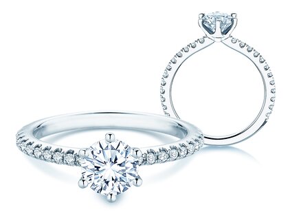 Verlovingsring Royal Pavé in 9K witgoud met natuurlijke diamanten 1,22ct G/SI