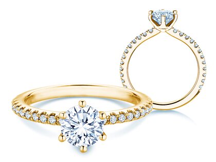 Verlovingsring Royal Pavé in 9K geelgoud met natuurlijke diamanten 1,22ct G/SI