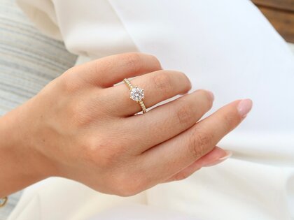 Verlovingsring Royal Pavé in 18K geelgoud met natuurlijke diamanten 0,40ct G/SI