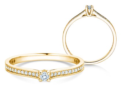 Verlovingsring Surprise Pavé in 14K geelgoud met diamanten 0,23ct G/SI