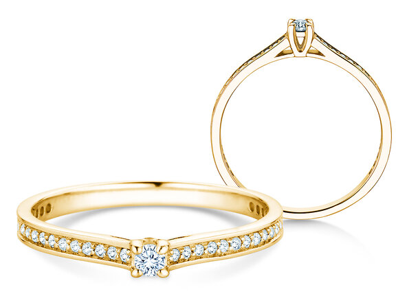Verlovingsring Surprise Pavé in 14K geelgoud met diamanten 0,23ct G/SI