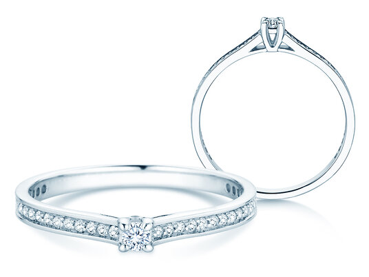Verlovingsring Surprise Pavé in 9K witgoud met diamanten 0,23ct G/SI